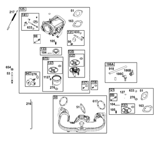 Carburetor Group Diagram and Parts List for 40N877-0075-G1  Briggs and Stratton Engine